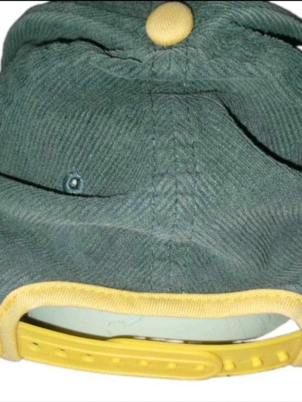 VTG New Era NFL Green Bay Packers Corduroy Script Baseball Cap - Green & Yellow